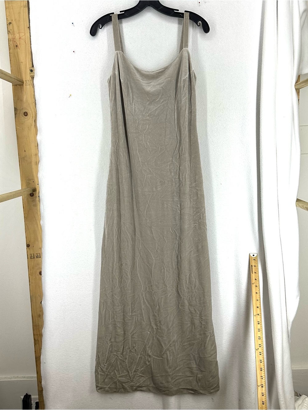 Orna Farho Paris Annelle Velvet Maxi Dress Women’s US 8 Taupe Made France